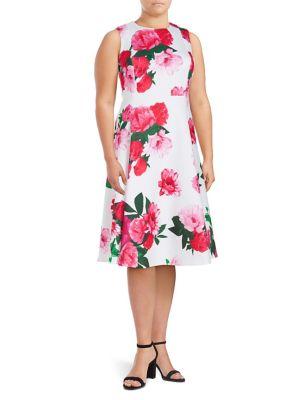 Calvin Klein Plus Floral A-line Dress