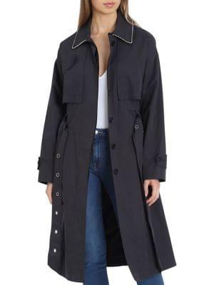 Badgley Mischka Belted Beaded Trench Coat