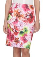 Cece Floral Tropics Scuba Pencil Skirt