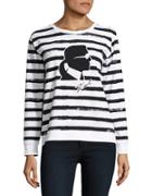 Karl Lagerfeld Paris Striped Cotton-blend Sweatshirt