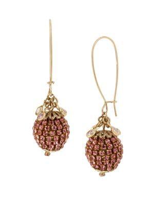 Miriam Haskell Sparkle Sphere Fireball Shepherd Pink Crystal Drop Earrings