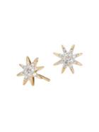 Adina Reyter Novelty Starburst 14k Yellow Gold & Pave Diamond Stud Earrings