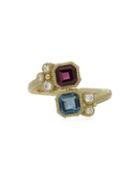 Ripka Boca Diamond, Rhodolite, Blue Topaz And 14k Yellow Gold Wrap Ring
