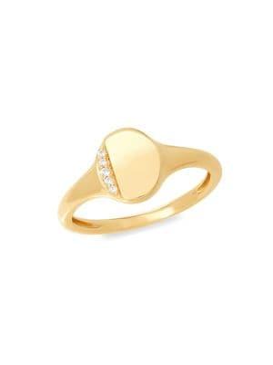 Lord & Taylor 14k Yellow Gold & Diamond Oval Ring