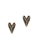 Karl Lagerfeld Pyramid Hearts Crystal Two-tone Stud Earrings
