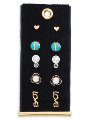 Lucky Brand Silvertone & Goldtone Set-of-5 Stud Earrings