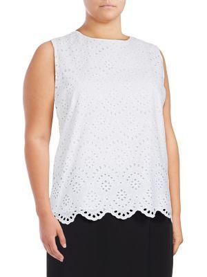 Calvin Klein Plus Sleeveless Laser-cut Cotton Top