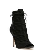 Sam Edelman Ashley Tied Lace-front Leather And Suede Booties