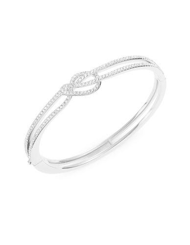 Nadri Silvertone Crystal Pave Knotted Bangle Bracelet