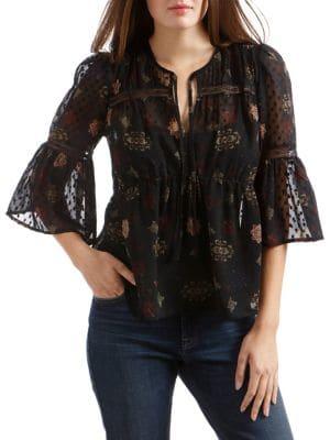 Lucky Brand Swiss Dot Floral Top