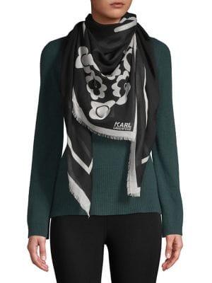 Karl Lagerfeld Paris Colorblock Frayed Scarf