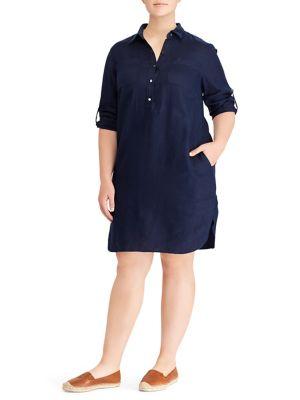 Lauren Ralph Lauren Plus Classic Linen Shirtdress