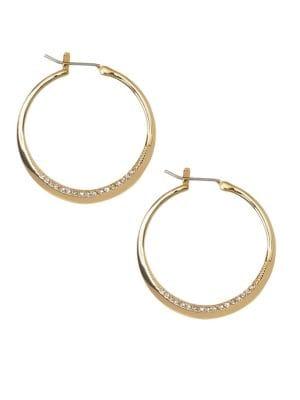 Vince Camuto Goldtone & Crystal Pave Rim Hoop Earrings