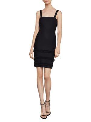 Bcbgmaxazria Fringe-trimmed Sheath Dress