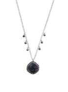 Lucky Brand Modern Opulence Silvertone Druzy Drop Necklace