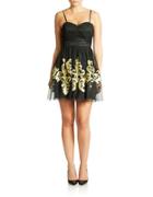 Hailey Logan Gold Embroidered Cocktail Dress
