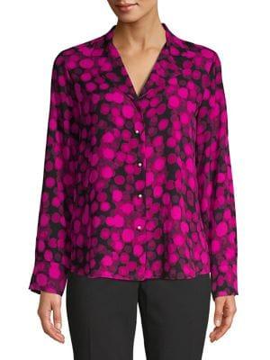 Karl Lagerfeld Paris Smudge-print Notch Collar Top