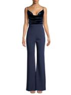 Black Halo Ruched Velvet Jumpsuit