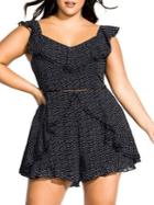 City Chic Plus Lush Spot V-neck Playsuit
