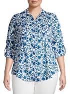 Lord And Taylor Separates Plus Nancy Floral Button-front Shirt