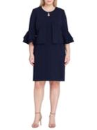 Tahari Arthur S. Levine Flounce Seeve Jacket And Dress Set