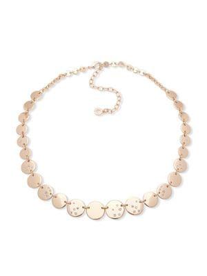 Ak Anne Klein Goldtone And Glass Stone Collar Necklace