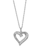 Lord & Taylor White Topaz And Sterling Silver Heart Pendant Necklace