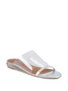 H Halston Charlie Clear Leather Slide Sandals
