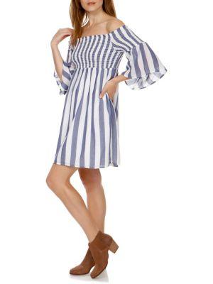 Lucky Brand Off-the-shoulder Smocked Cotton Dress