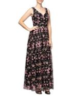 Alex Evenings Floral Embroidered Maxi Dress