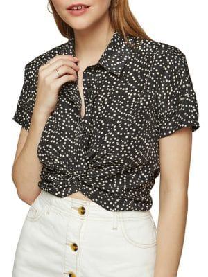 Miss Selfridge Polka Dot Twist Shirt