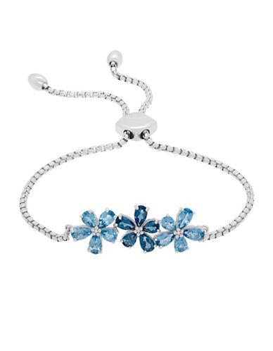 Lord & Taylor Swiss Blue Topaz, London Blue Topaz, Diamond And Sterling Silver Floral Bracelet