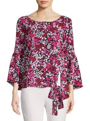 Michael Michael Kors Ditsy Floral Tied-hem Blouse