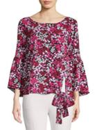 Michael Michael Kors Ditsy Floral Tied-hem Blouse