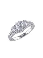 Sonatina 14k White Gold & 1 Tcw Diamond Oval 3-stone Engagement Ring