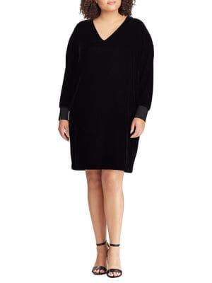 Lauren Ralph Lauren Plus V-neck Velvet Dress