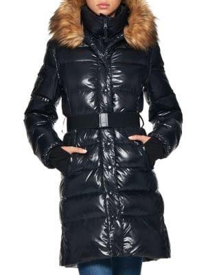 S13 Chalet Faux Fur-trimmed Belted Coat