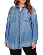 Addition Elle Love And Legend Denim Button-down Shirt