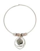 Robert Lee Morris Soho Shake It Up Black Crystal Tri-tone Round Wire Necklace