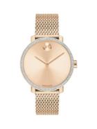 Movado Bold Rose Gold Ion-plated Stainless Steel, Crystal & Mesh-link Bracelet Watch