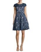 Eliza J Lace Embroidered Fit-&-flare Dress