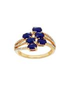 Lord & Taylor Blue Sapphire, Diamond And 14k Yellow Gold Ring