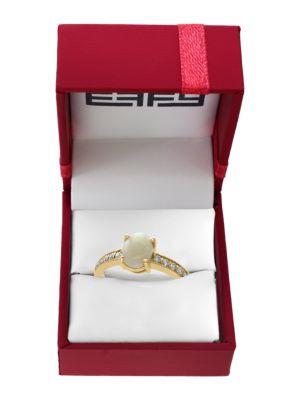 Effy Aurora Diamonds, Opal And 14k Yellow Gold Ring