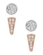 Lucky Brand Delicates Cubic Zirconia And Rose Goldtone Sterling Silver Earrings - Set Of 2