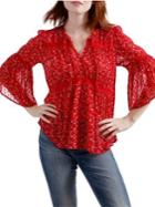Lucky Brand Swiss Dot Ditsy Bell-sleeve Blouse