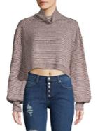 Free People Knit Balloon Sleeve Cropped Pullover