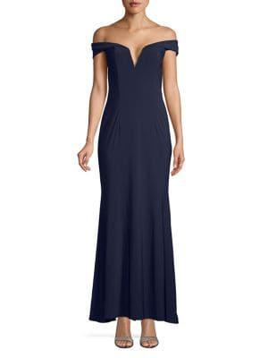 Xscape Classic Cap-sleeve Maxi Dress