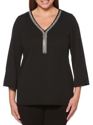Rafaella Petite Embellished Neckline Top