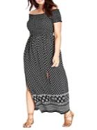 City Chic Plus Off-the-shoulder Smocked Maxi Dress