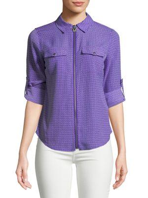 Michael Michael Kors Petite Zip Front Blouse